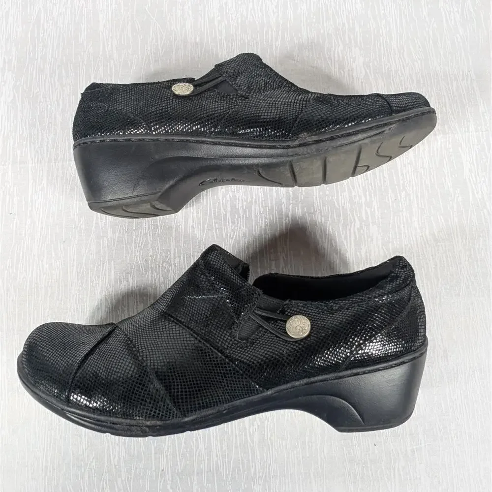 Clarks Boots Womens 9.5 M Channing Ann Side Zip Bootie 26113343 Black Leather